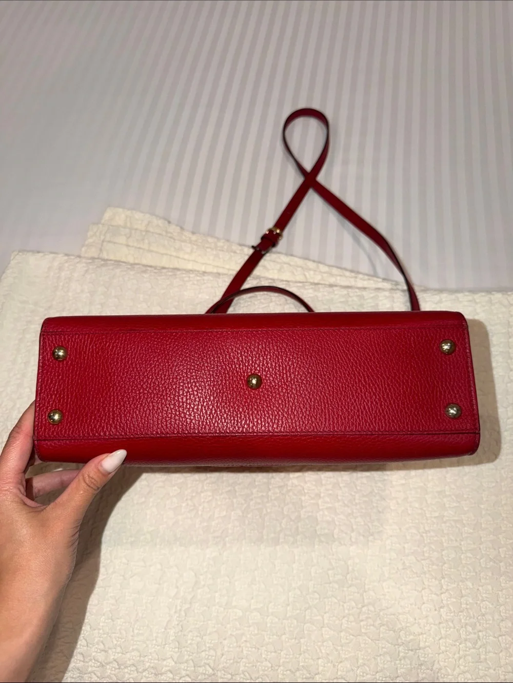 Gucci Red Pebbled Leather Top-Handle Satchel